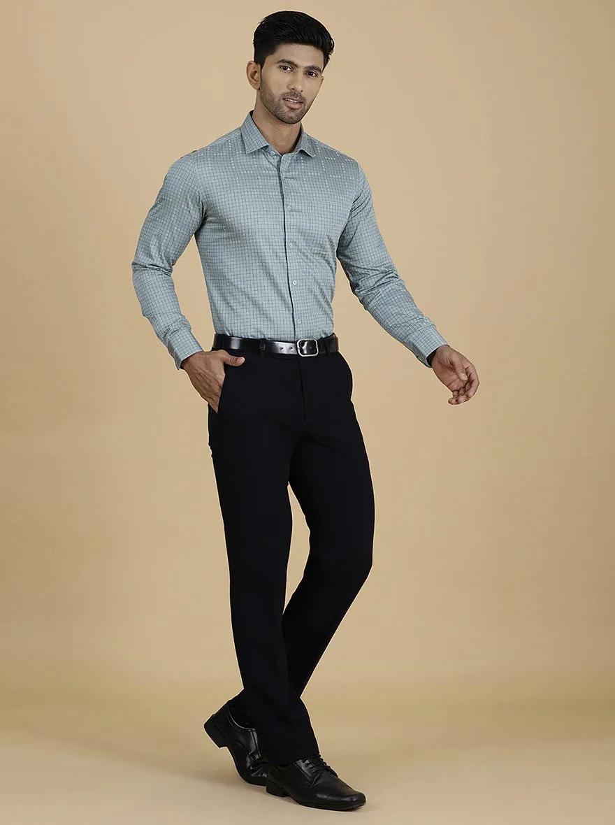 Green Checked Slim Fit Formal Shirt | Metal