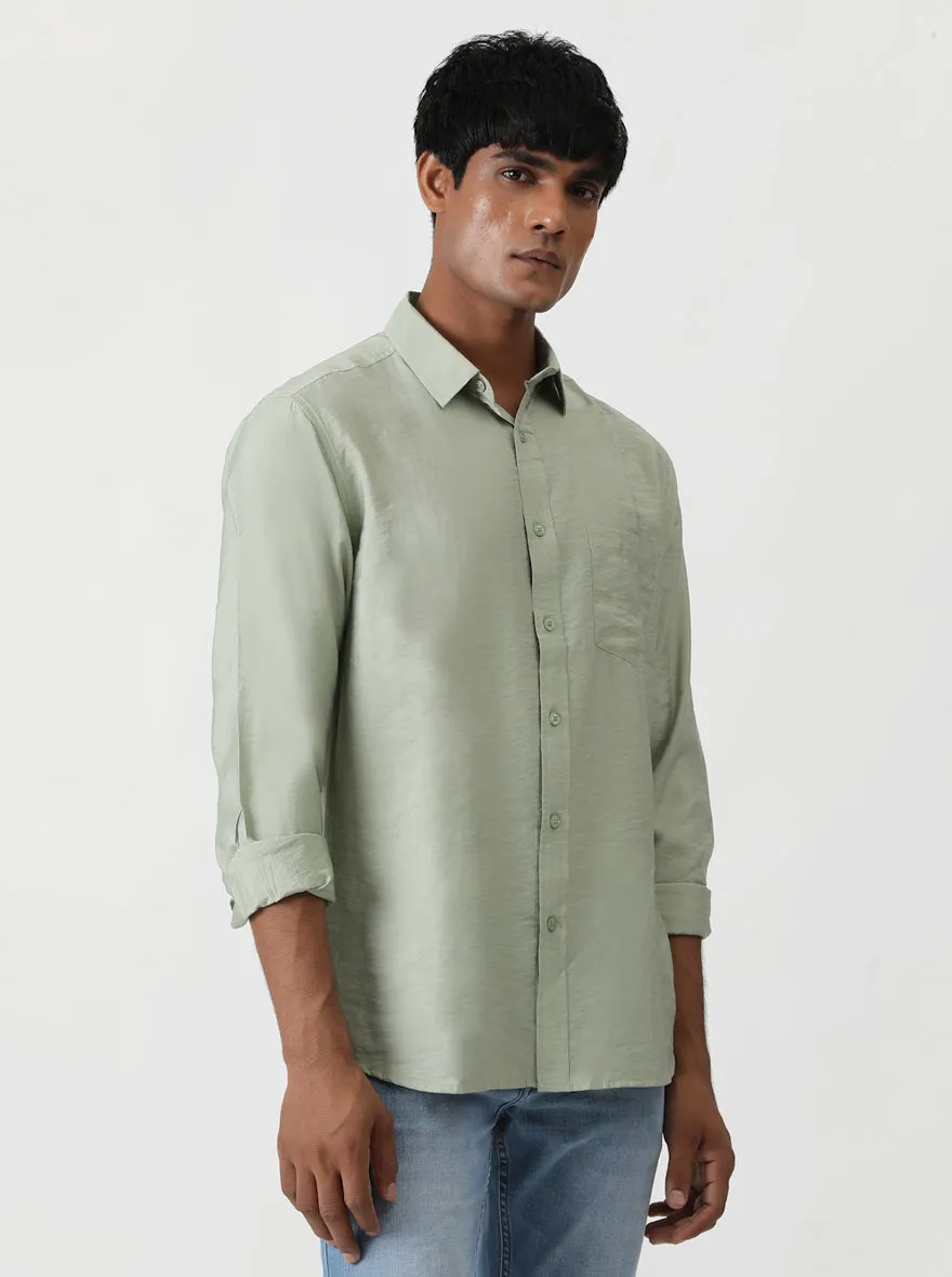 Green Solid Slim Fit Casual Shirt | Greenfibre