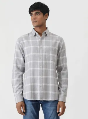 Grey Checked Slim Fit Casual Shirt | Greenfibre