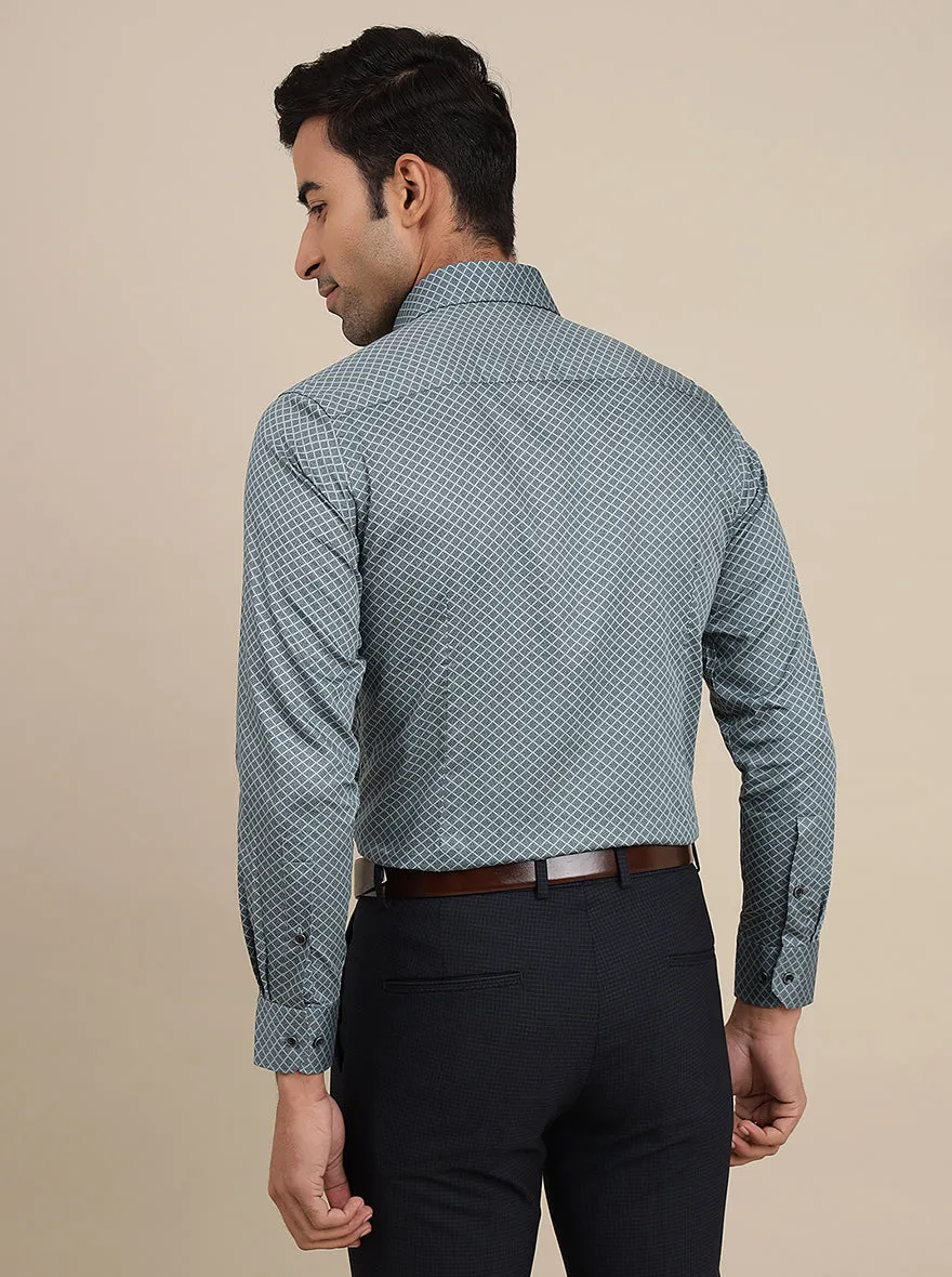 Grey Printed Slim Fit Formal Shirt | Greenfibre