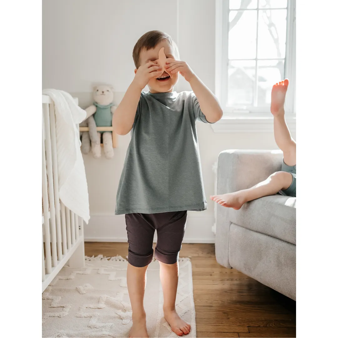 Grow with me organic bubble shirt - mineral blue - made in Canada