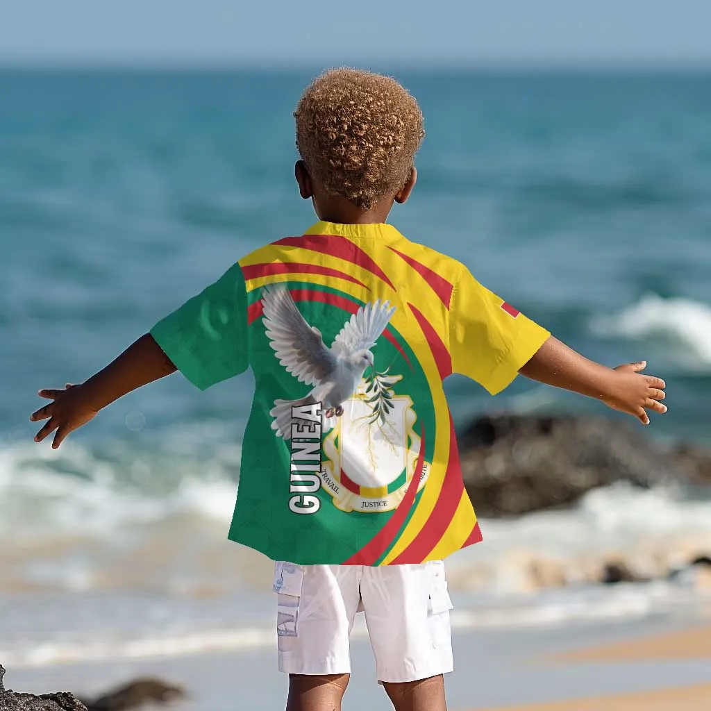 Guinea Kid Hawaiian Shirt Coat Of Arms With Pigeon - Kente Pattern LT15