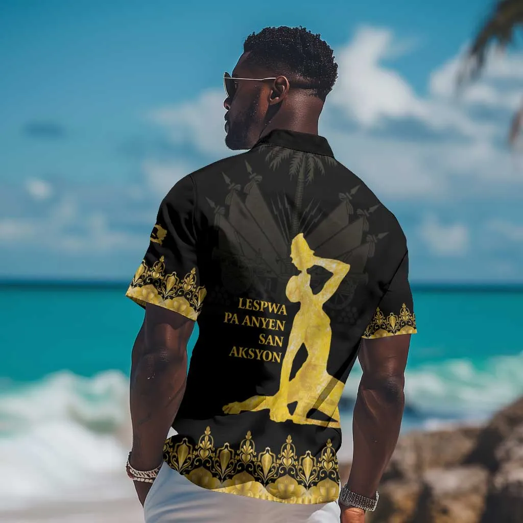 Haiti Neg Marron Hawaiian Shirt Lespwa pa anyen san aksyon - Gold LT01