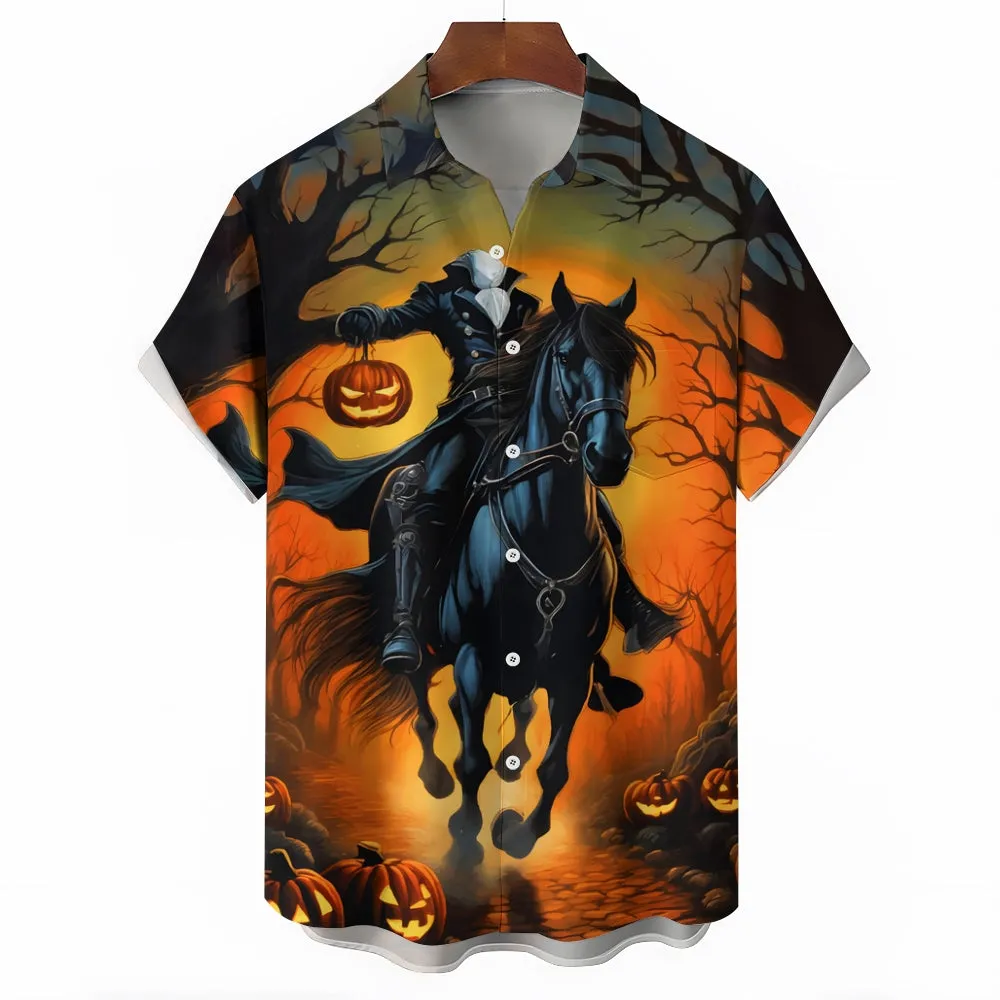 Halloween Headless Knight Casual Short Sleeve Shirt 2409009937