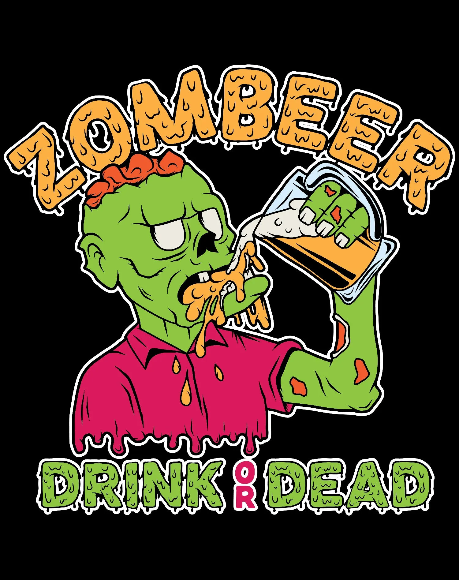 Halloween Horror Drunk Zombie Zombeer Drink Or Dead Beer Official Men's T-shirt