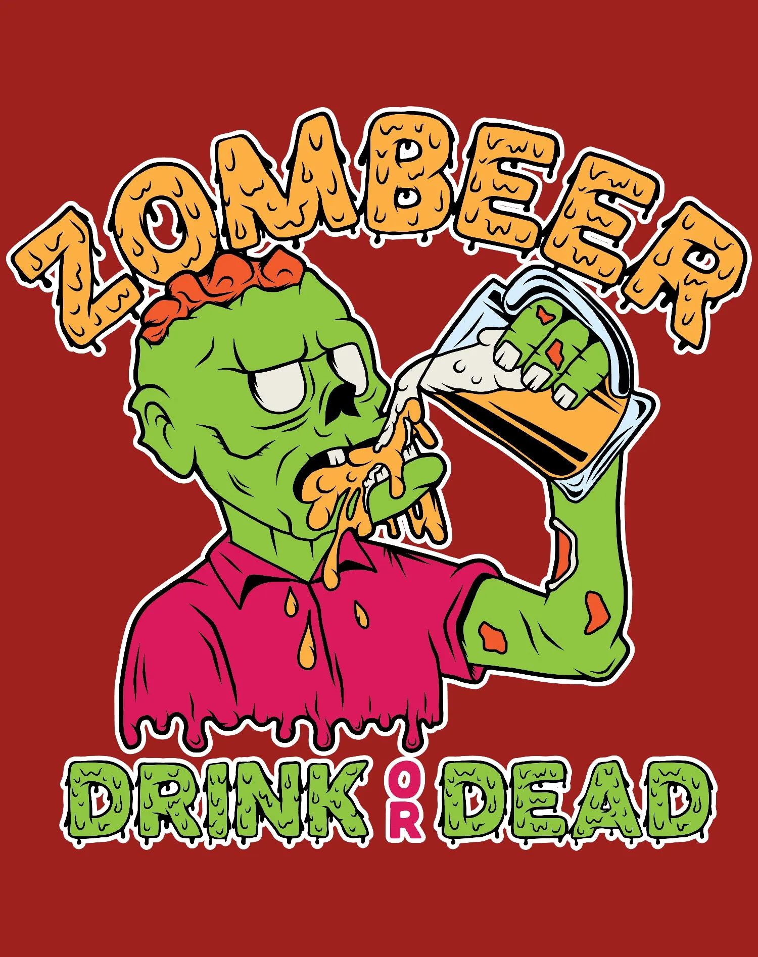 Halloween Horror Drunk Zombie Zombeer Drink Or Dead Beer Official Men's T-shirt