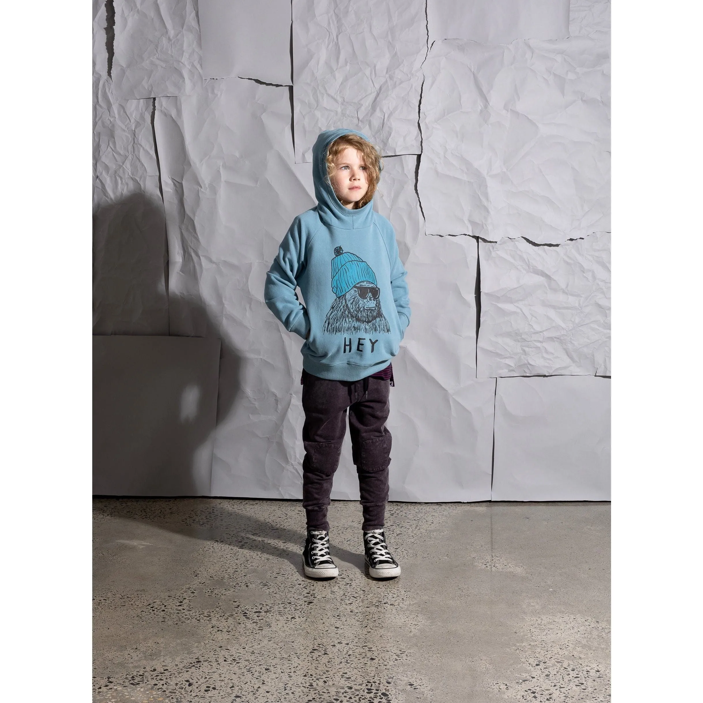 Hey King Kong Furry Hood - Muted Blue