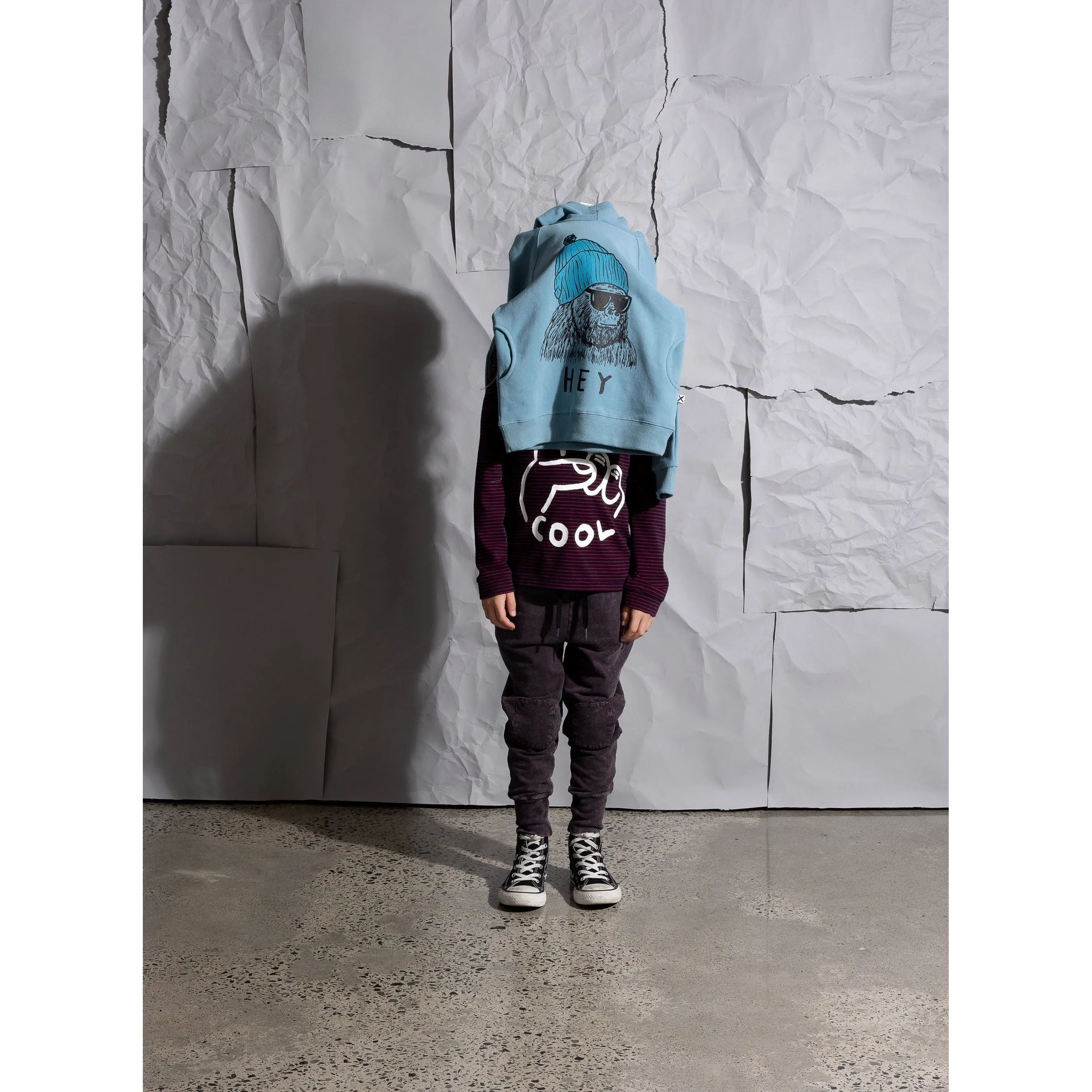 Hey King Kong Furry Hood - Muted Blue