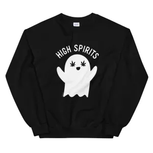 High Spirits Kawaii Ghost - Weed Halloween Sweatshirt