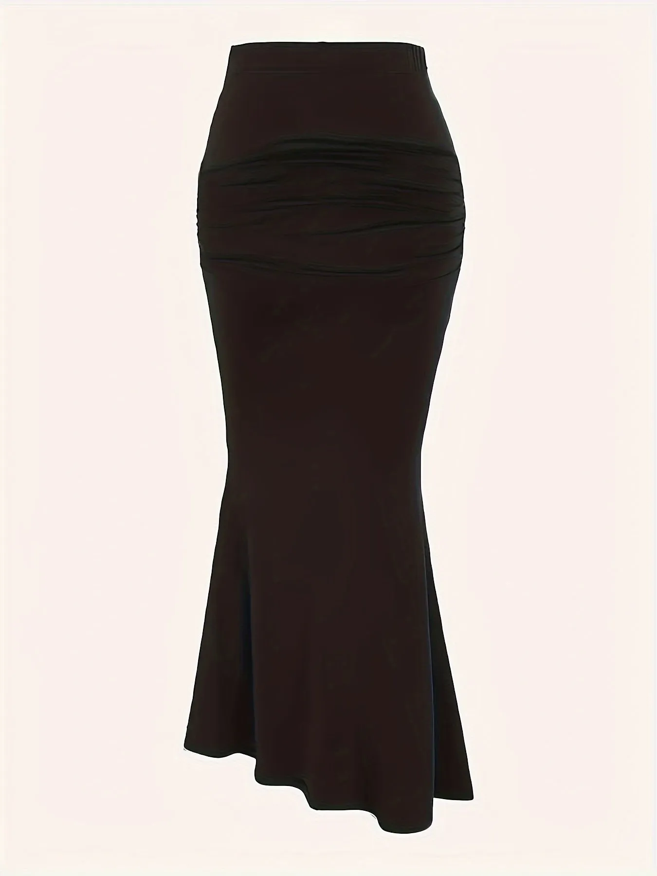 High Waist Mermaid Hem Skirts, Elegant Slim Ruched Maxi Skirts, Women's Clothing