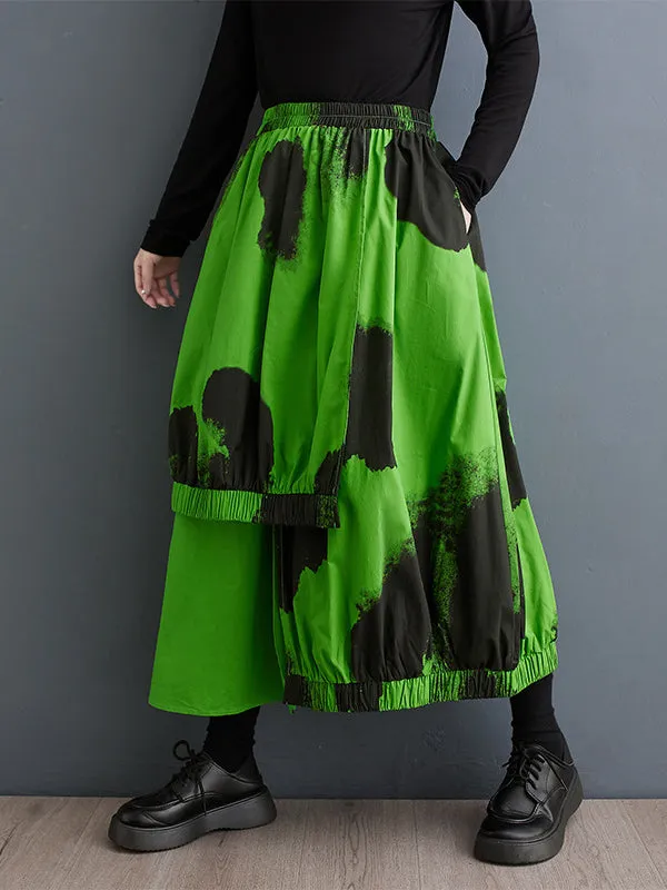 High Waisted Loose Asymmetric Elasticity Pleated Split-Joint Skirts