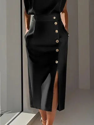High Waisted Loose Split-Front Split-Joint Skirts
