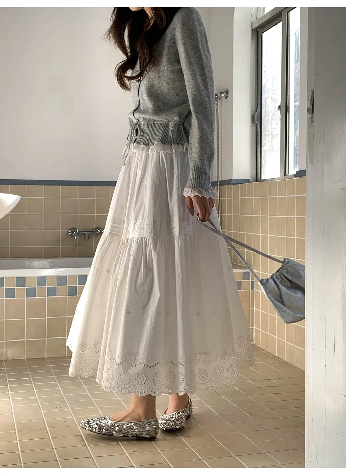 Hollow embroidered dress