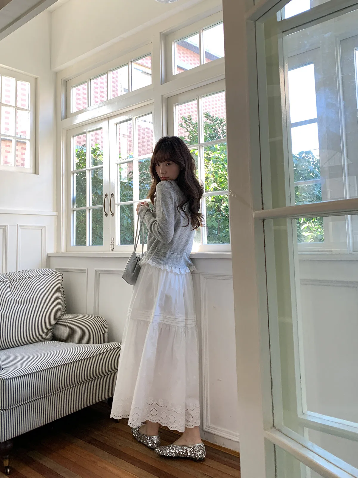 Hollow embroidered dress