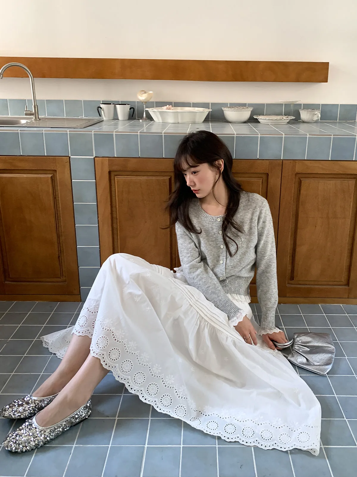 Hollow embroidered dress
