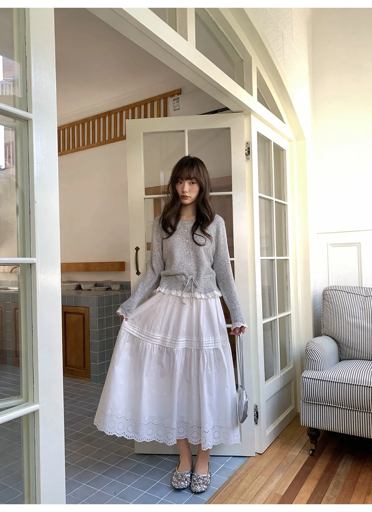 Hollow embroidered dress