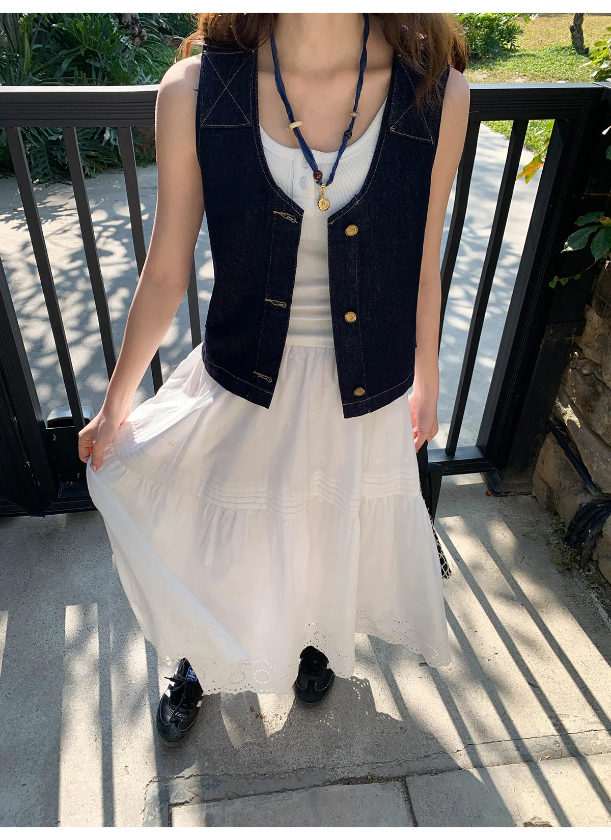 Hollow embroidered dress