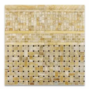 Honey Onyx 3D Small Bread Mosaic Tile, Polished - 6" X 6" Sample