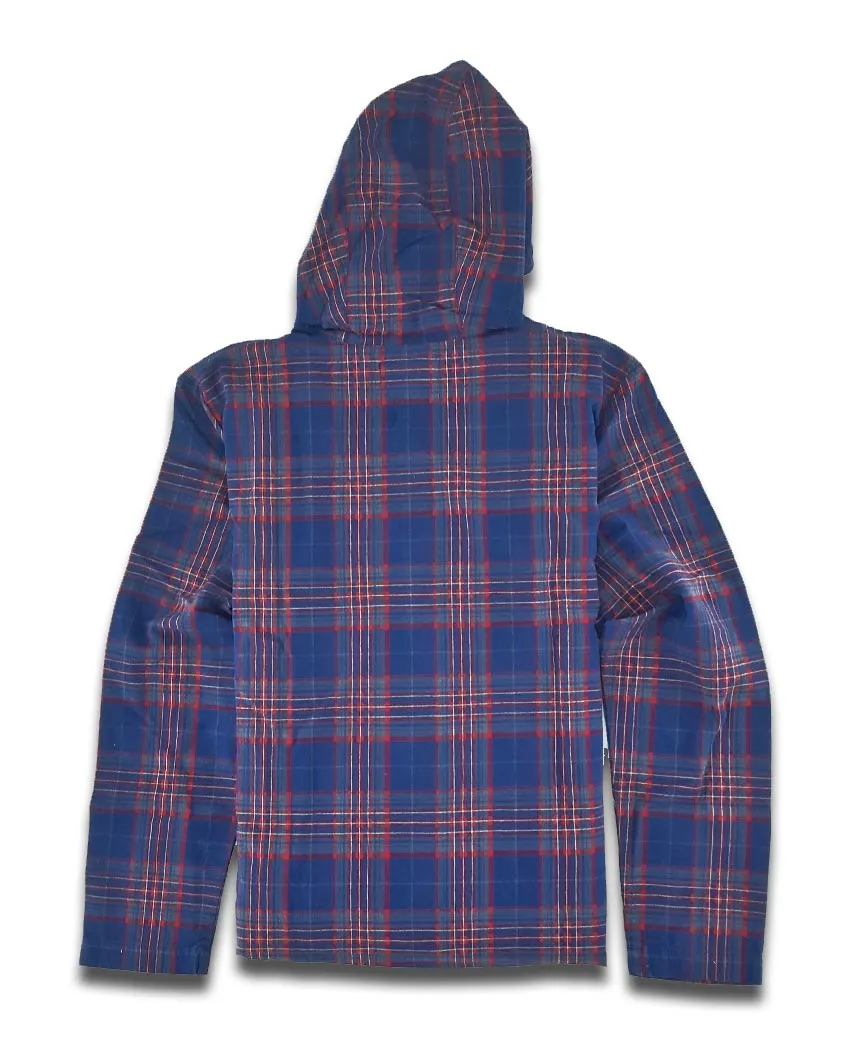 Hooded Kurta Long Sleeve Navy Red