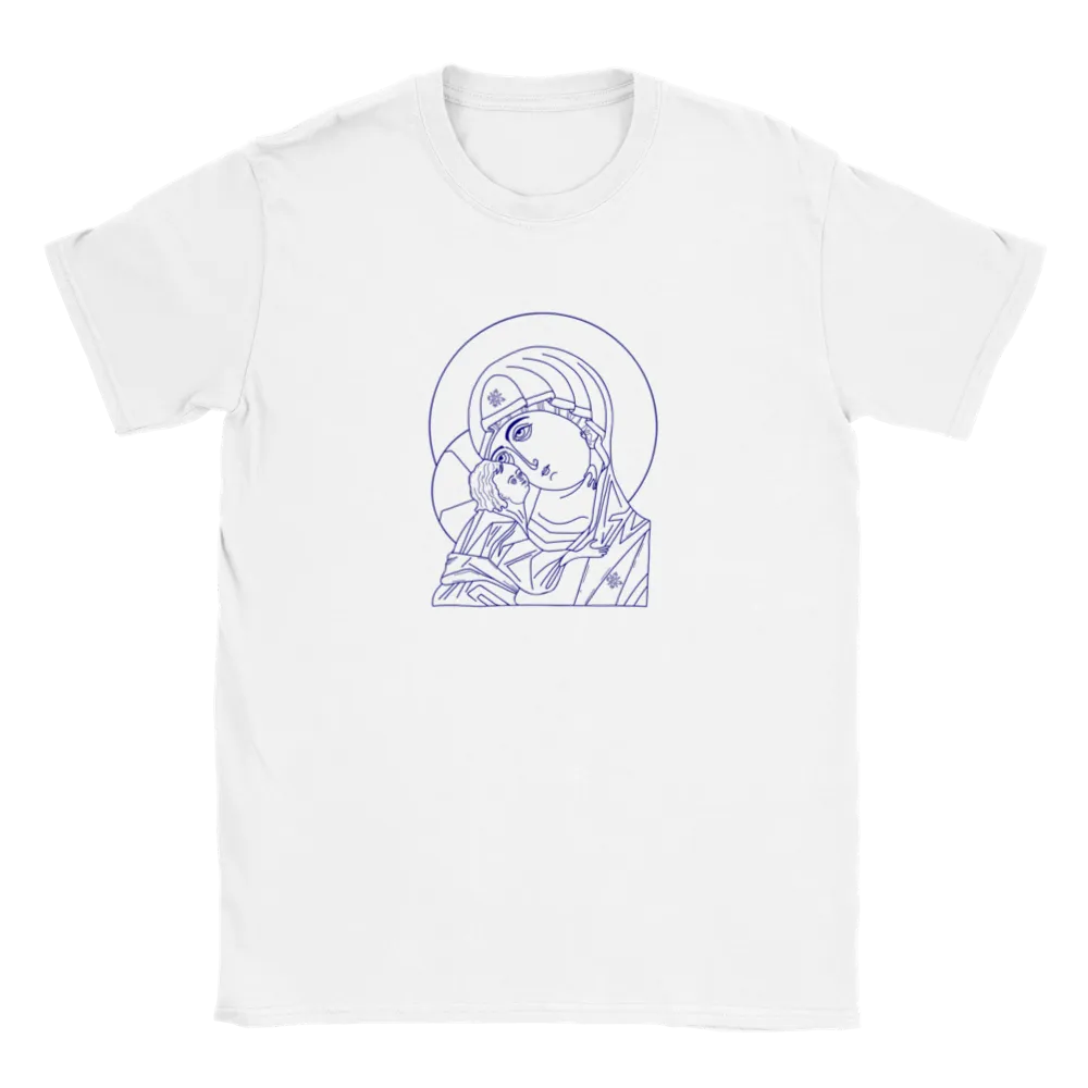 Icon of the Blessed Mother and the Child Jesus Crewneck T-Shirt