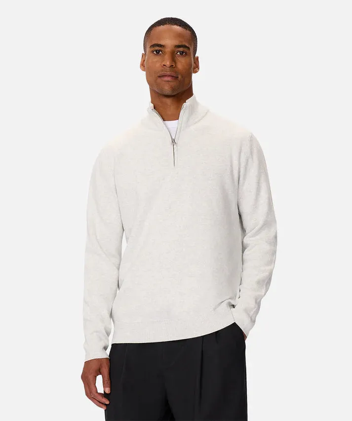 INDUSTRIE THE LAKEWOOD ZIP NECK KNIT SNOW MARLE 24