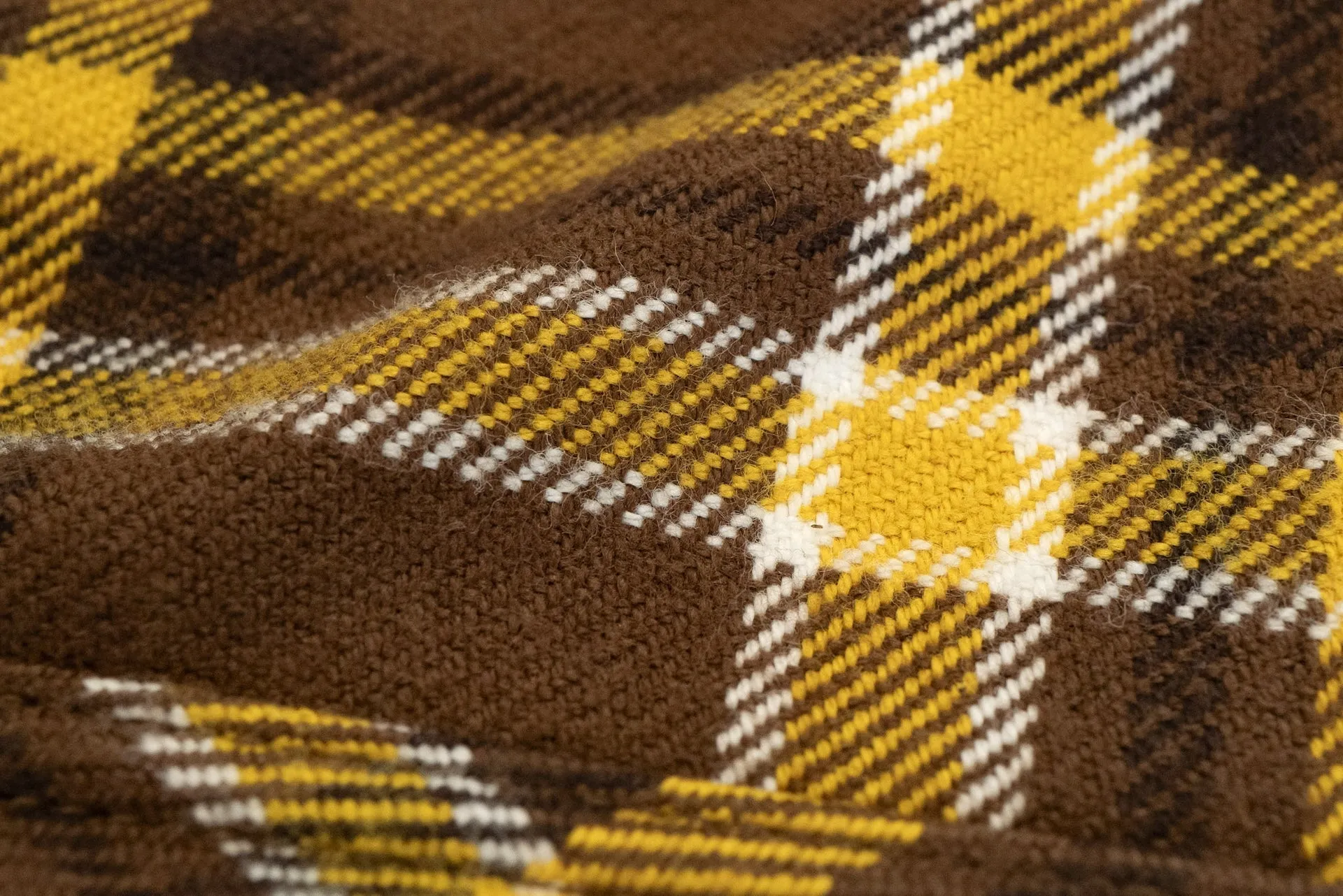 Iron Heart Ultra-Heavy Flannel Crazy Check Western Shirt (Mustard Brown)