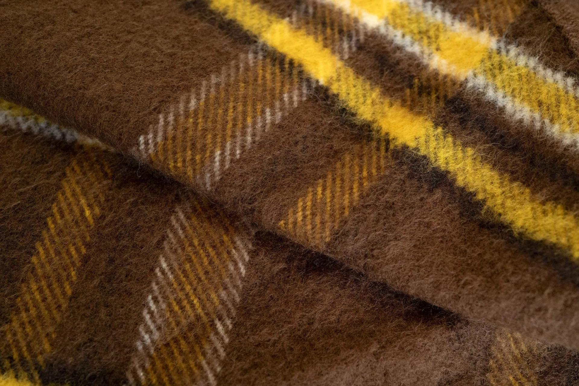 Iron Heart Ultra-Heavy Flannel Crazy Check Western Shirt (Mustard Brown)