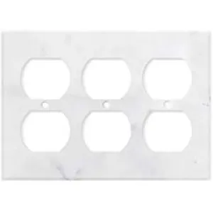 Italian Carrara White Marble Switch Plate Cover, Polished (3 DUPLEX)