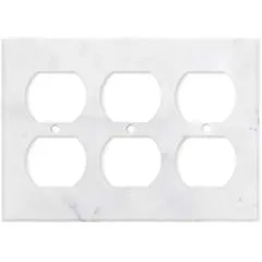 Italian Carrara White Marble Switch Plate Cover, Polished (3 DUPLEX)