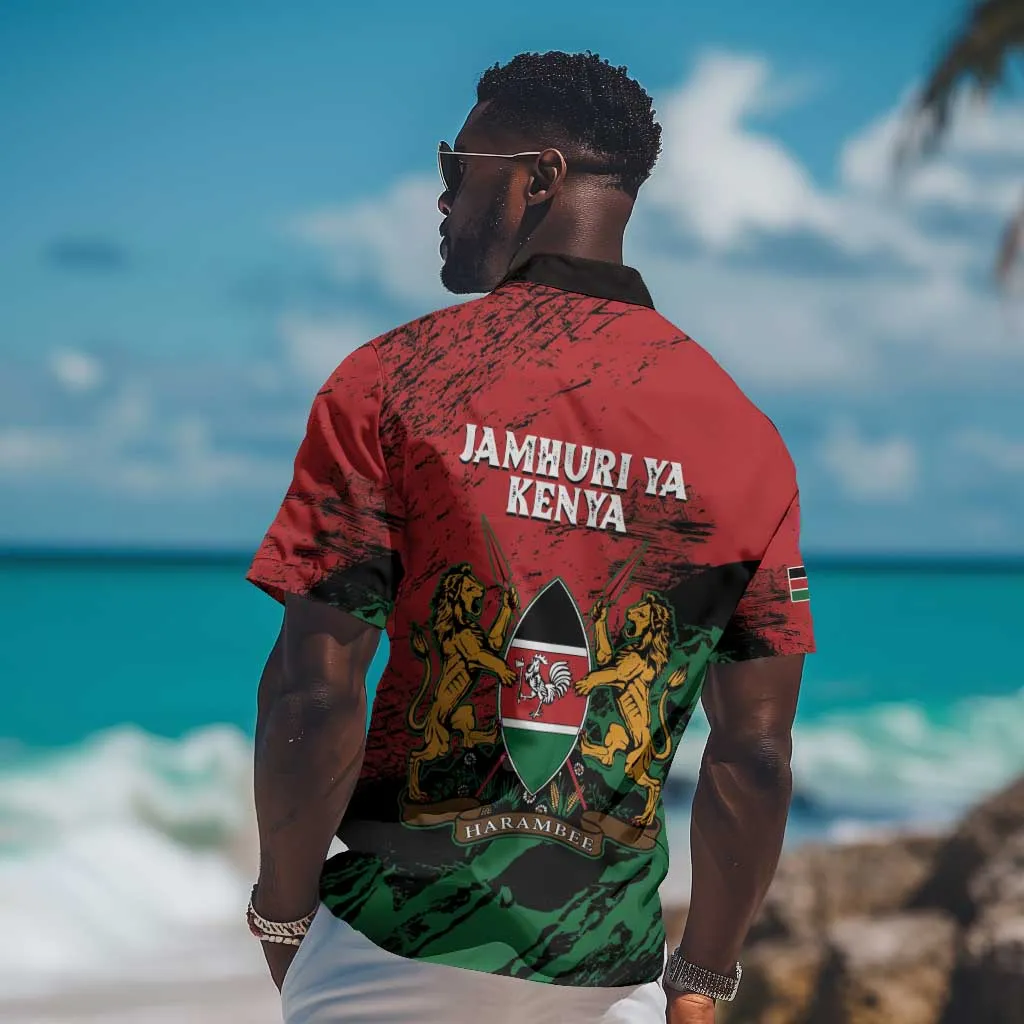 Jamhuri Ya Kenya Hawaiian Shirt African Lion - Coat Of Arms LT15