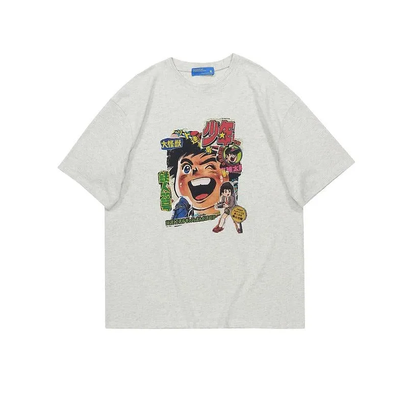 Japanese Cartoon Print T-shirt