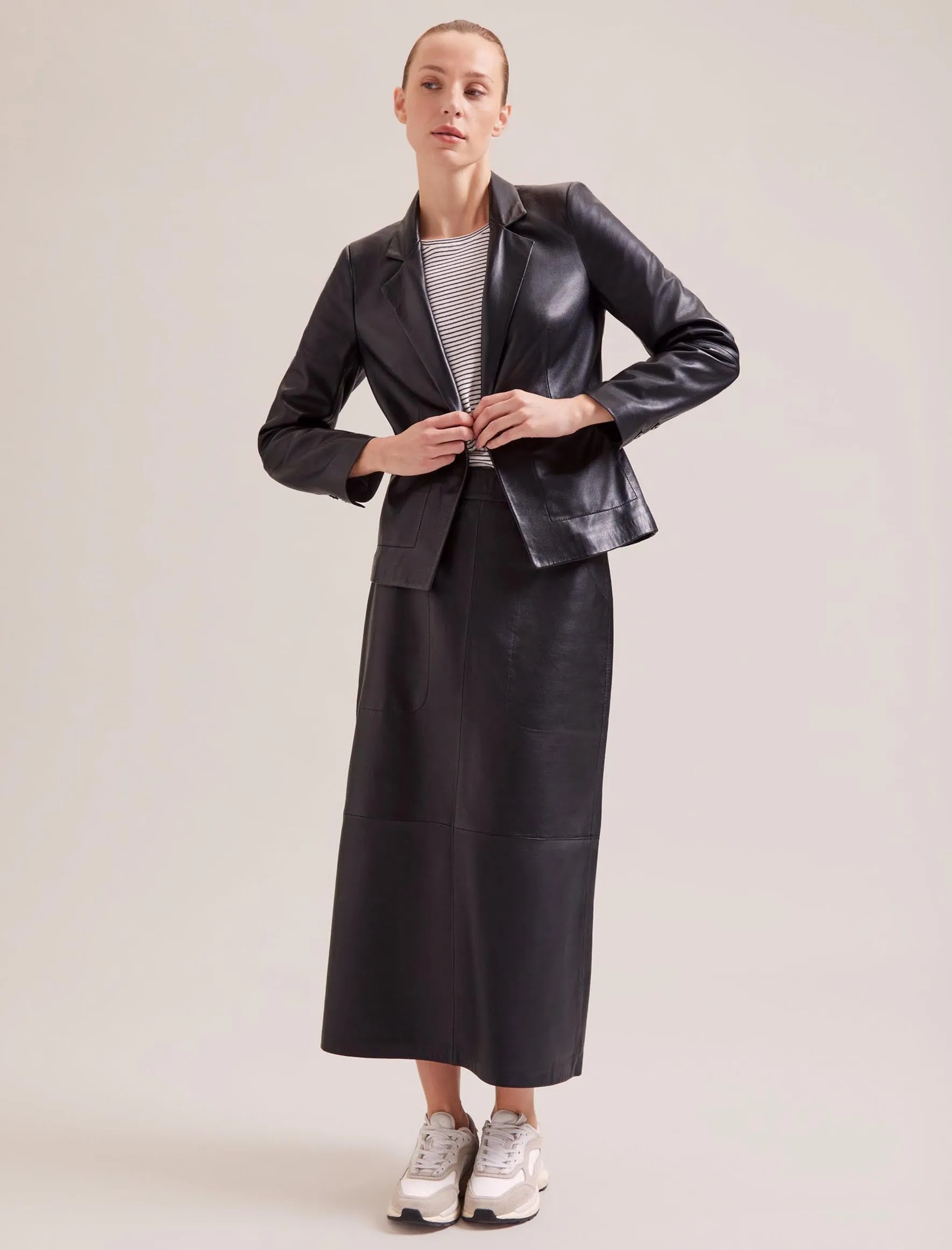 Jayden Leather Blazer - Black