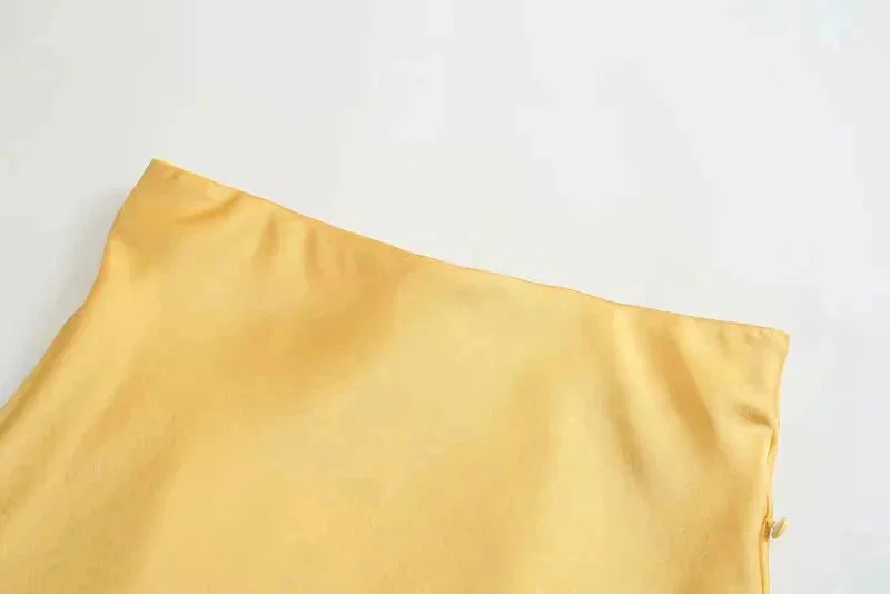 Jayne Satin Side Slit Midi Skirts