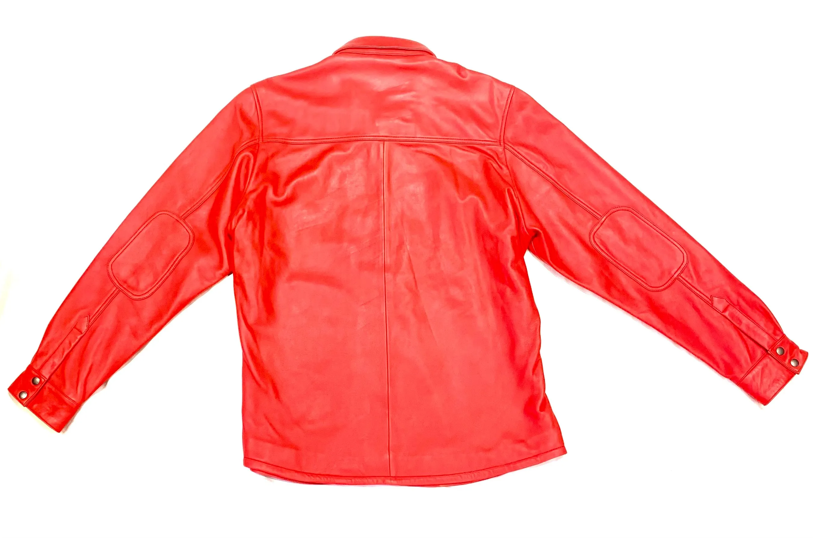 Kashani Men's Light Red Lambskin Button-Up Shirt