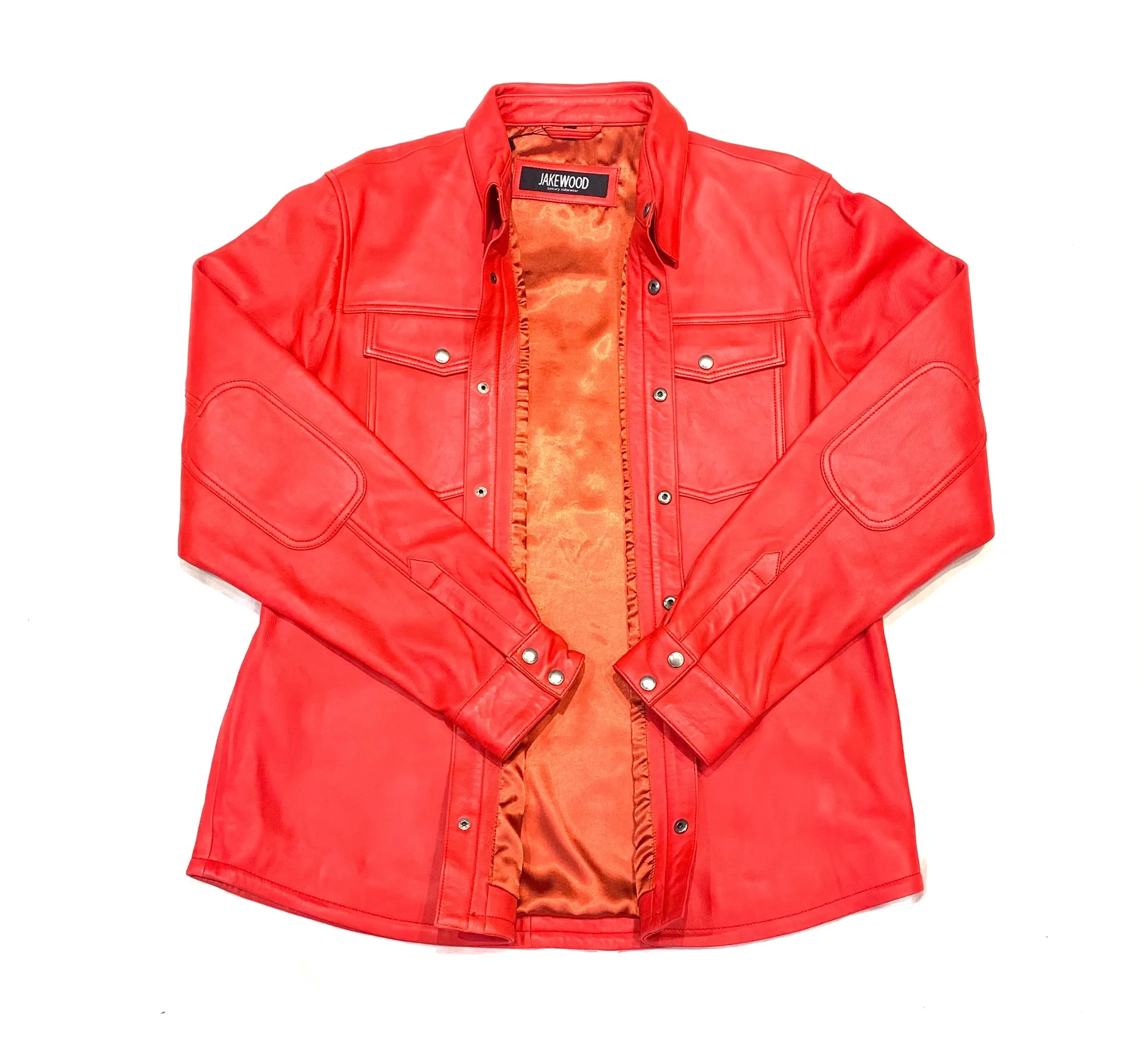 Kashani Men's Light Red Lambskin Button-Up Shirt