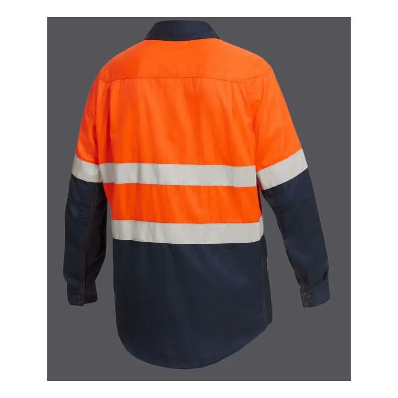 King Gee Shieldtec Lenzing Flame Ratardant Hi-Vis Spliced Open Front Taped Shirt