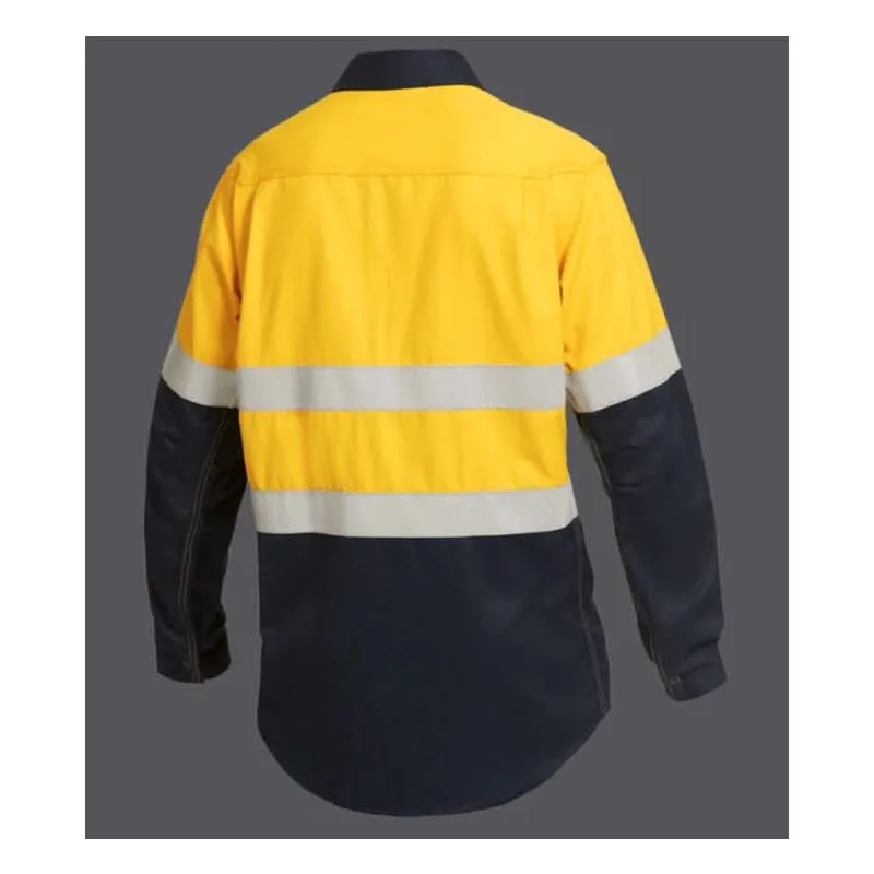 King Gee Shieldtec Lenzing Flame Ratardant Hi-Vis Spliced Open Front Taped Shirt