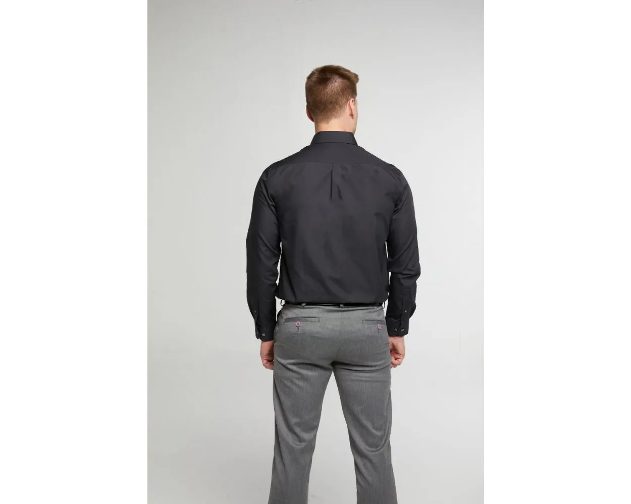 King Sze Classic Easy Care Long Sleeve Shirt - Black