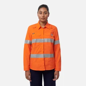 KingGee Women's Shieldtec Lenzing Flame Resistant Hi-Vis Long Sleeve Shirt Taped - Orange