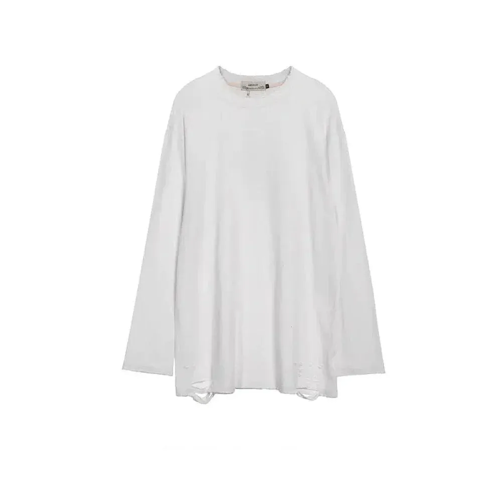 Knife Cut Holes Pure Cotton Bottoming Shirt