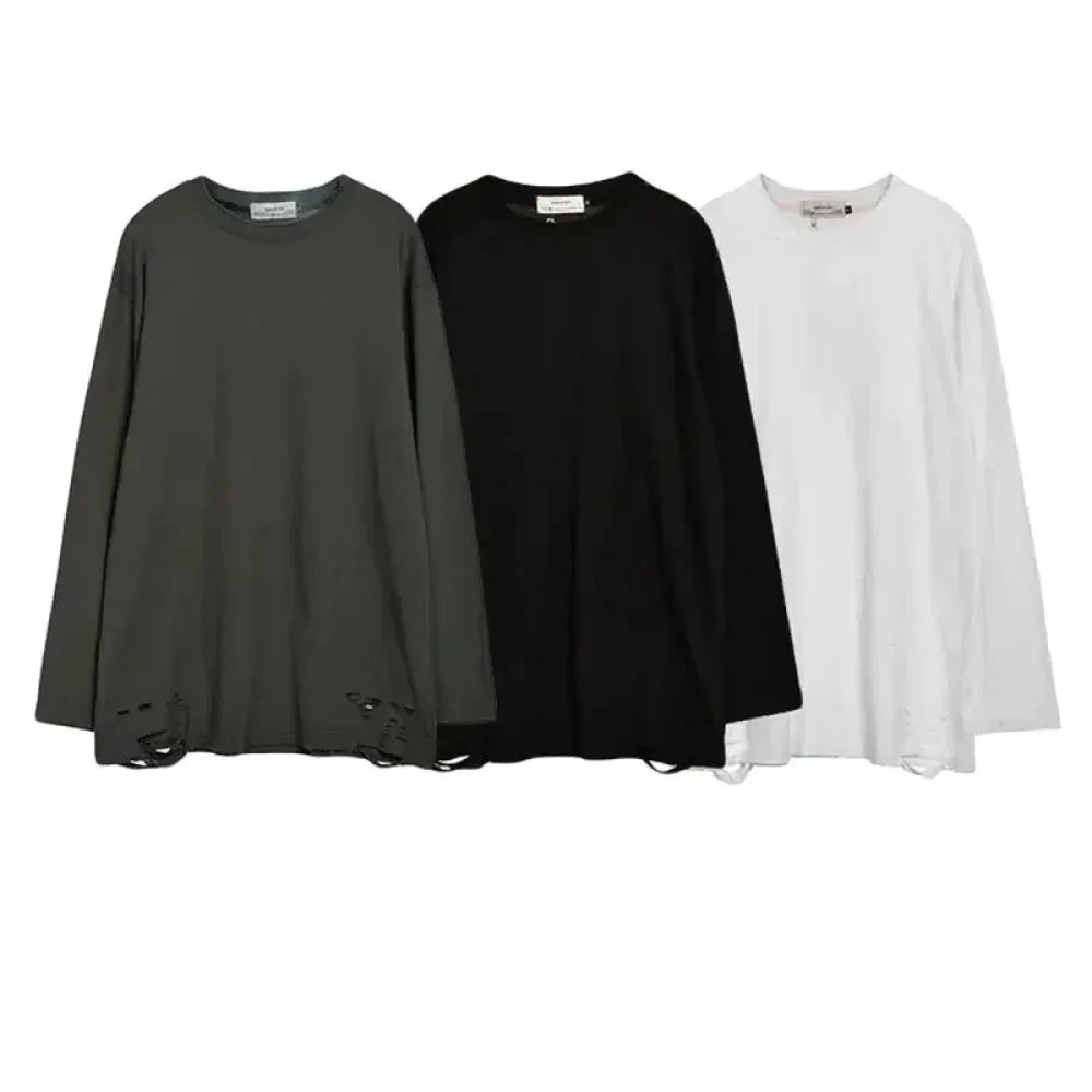 Knife Cut Holes Pure Cotton Bottoming Shirt