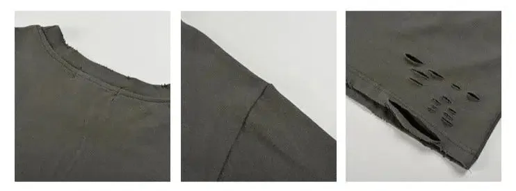 Knife Cut Holes Pure Cotton Bottoming Shirt