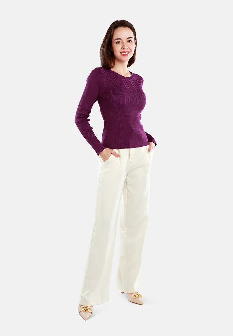 Knitted Pattern Sweater Top