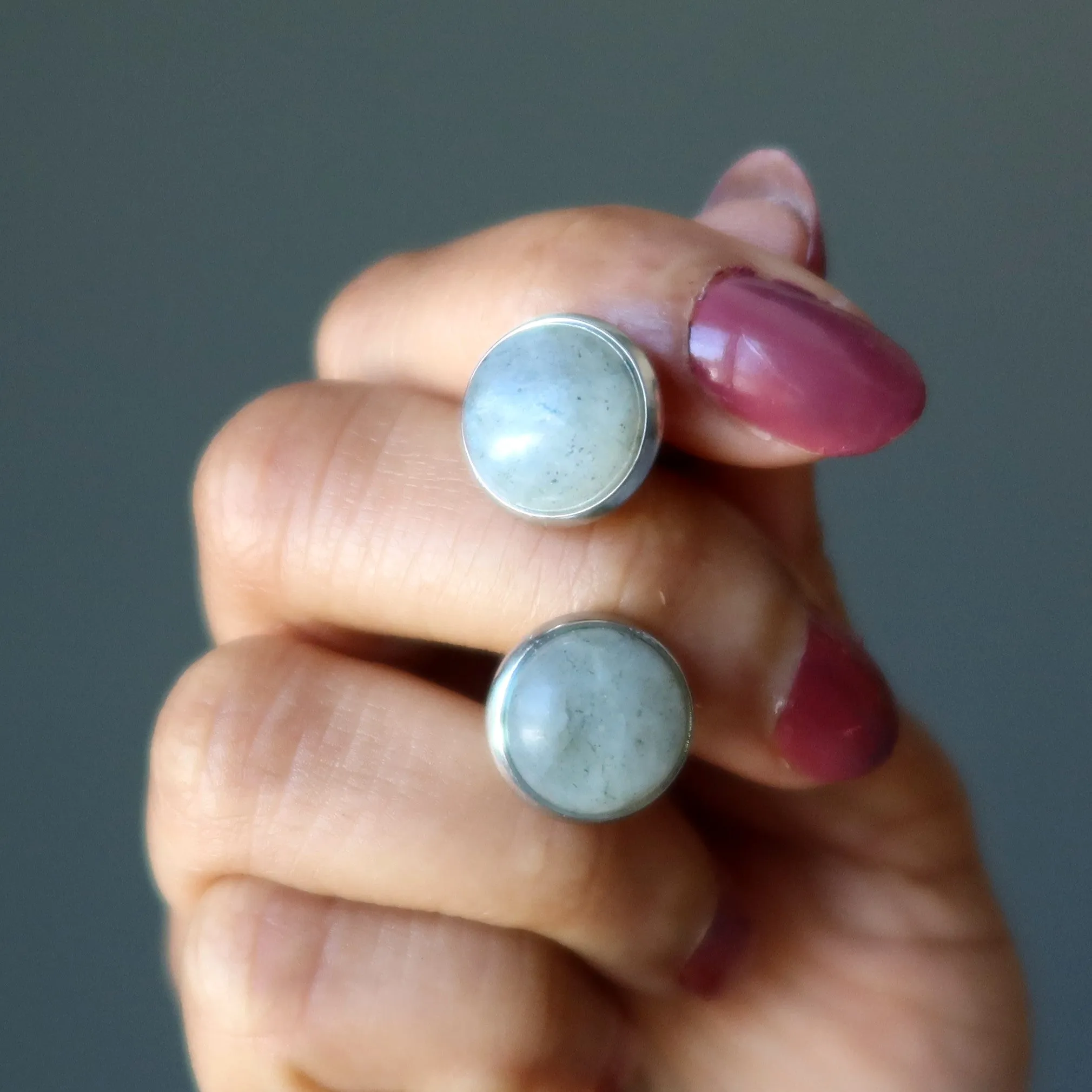 Labradorite Cufflinks Gray Sky New Moon Silver