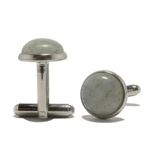 Labradorite Cufflinks Gray Sky New Moon Silver