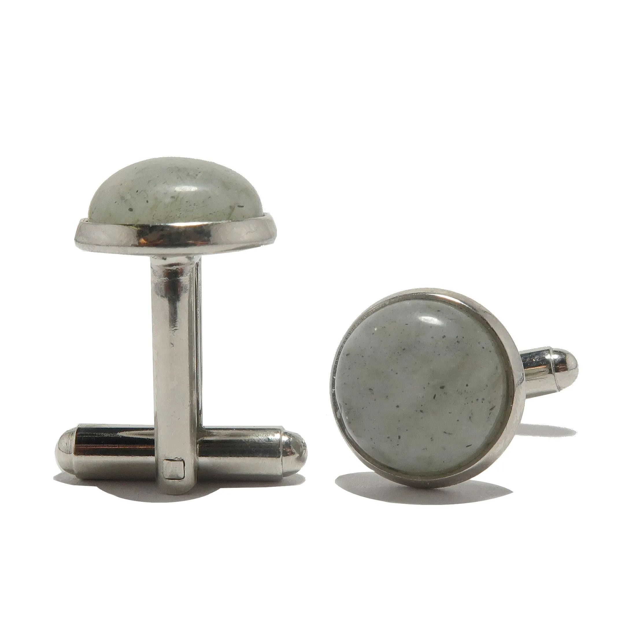 Labradorite Cufflinks Gray Sky New Moon Silver