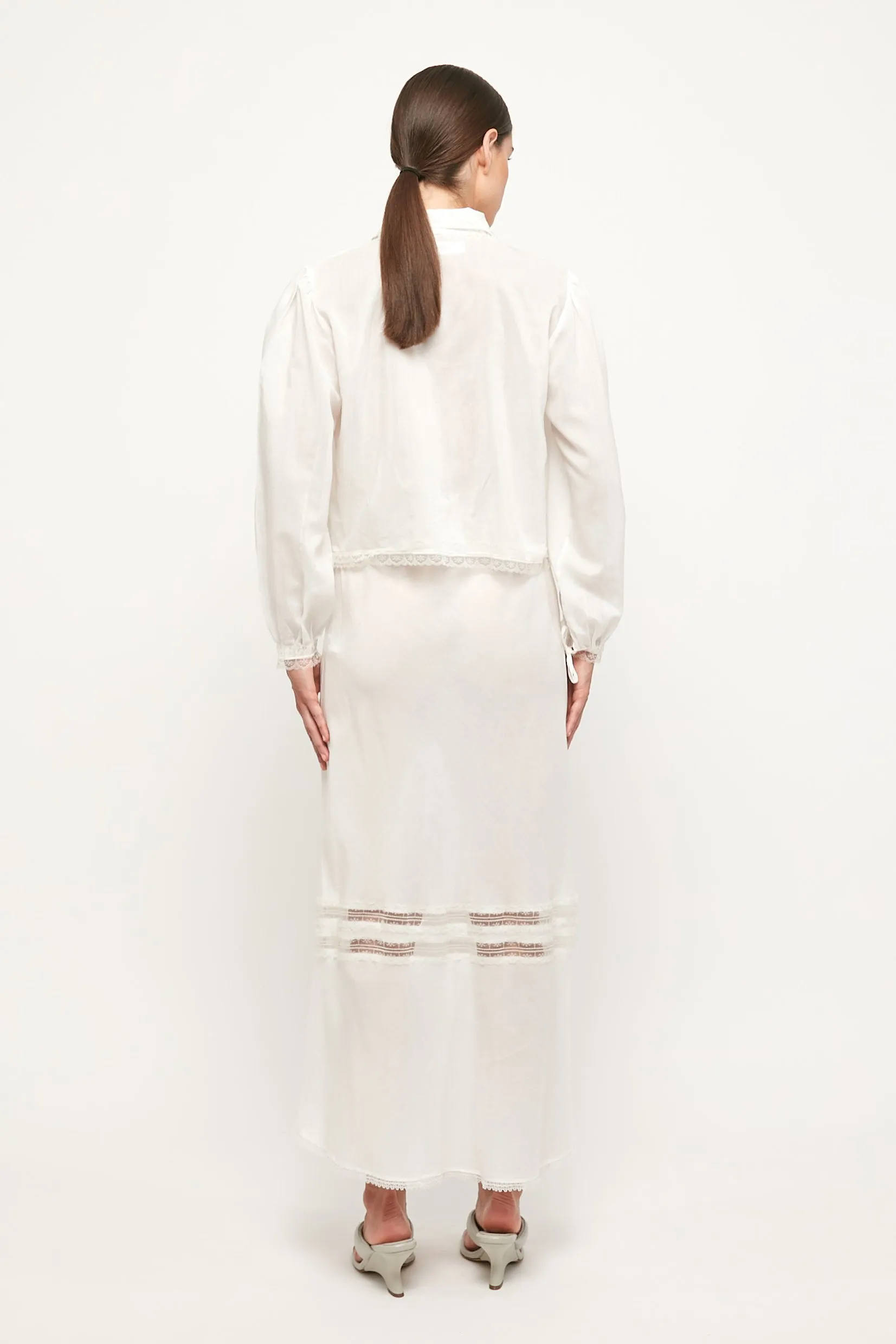 Lace Trim Blouse | Lace Trim Midi Skirt
