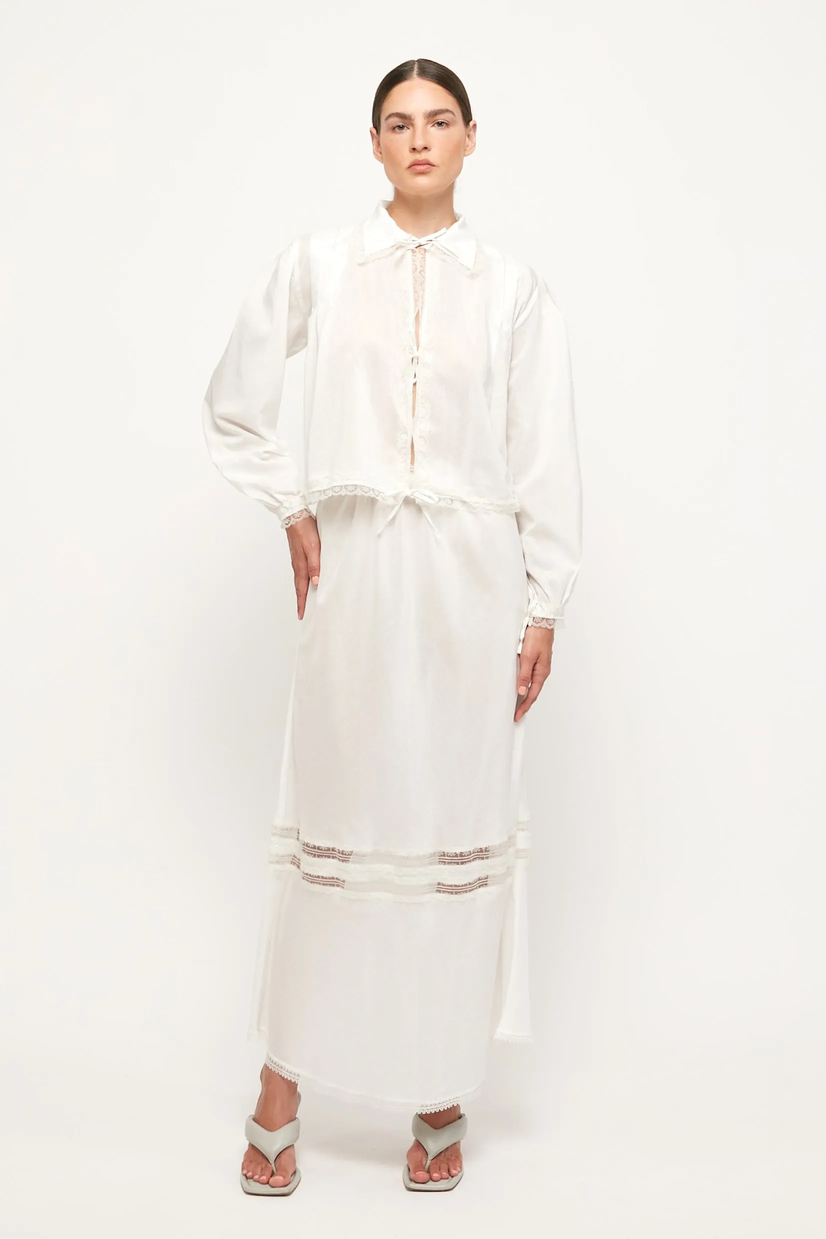 Lace Trim Blouse | Lace Trim Midi Skirt