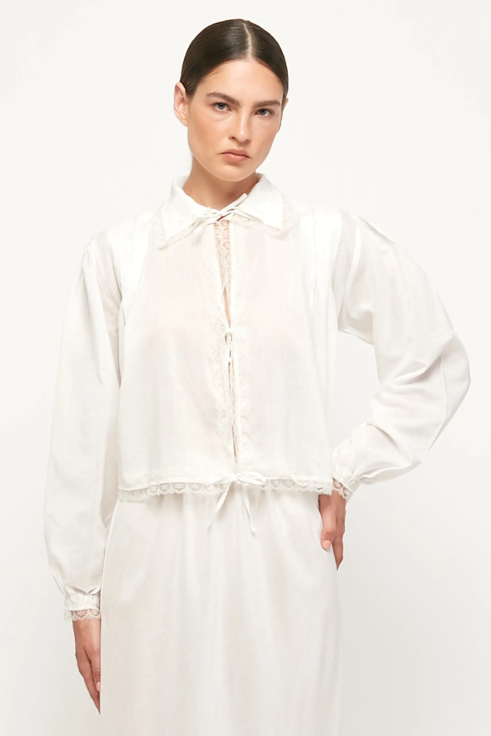 Lace Trim Blouse | Lace Trim Midi Skirt