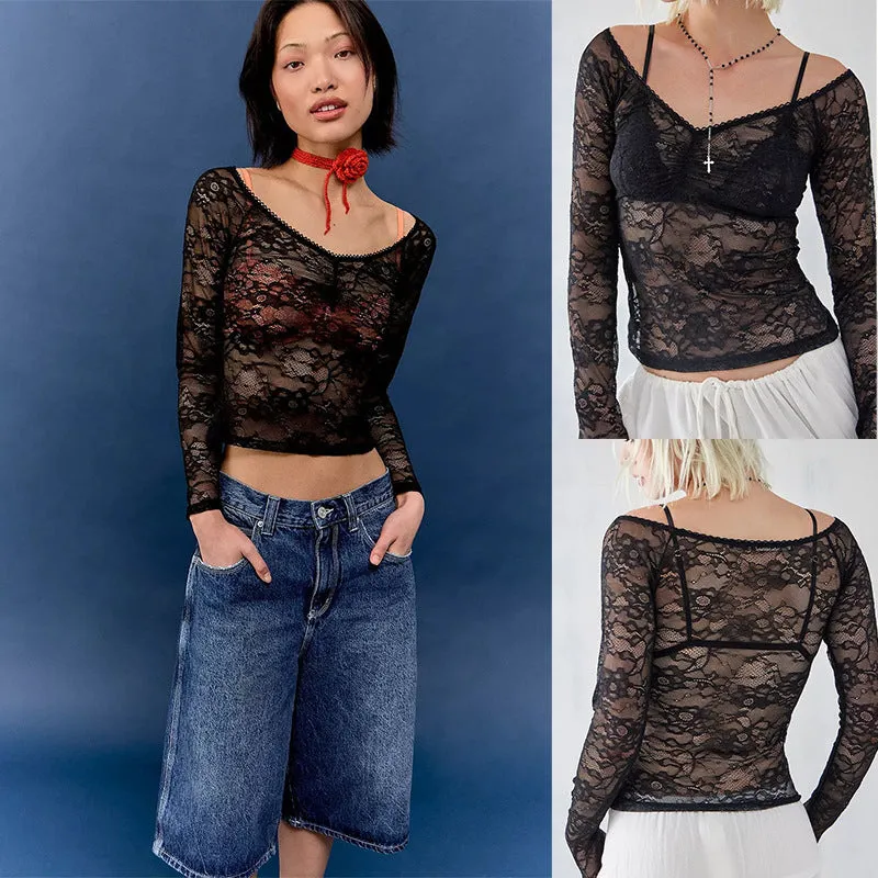 Lace V-Neck Women's Top